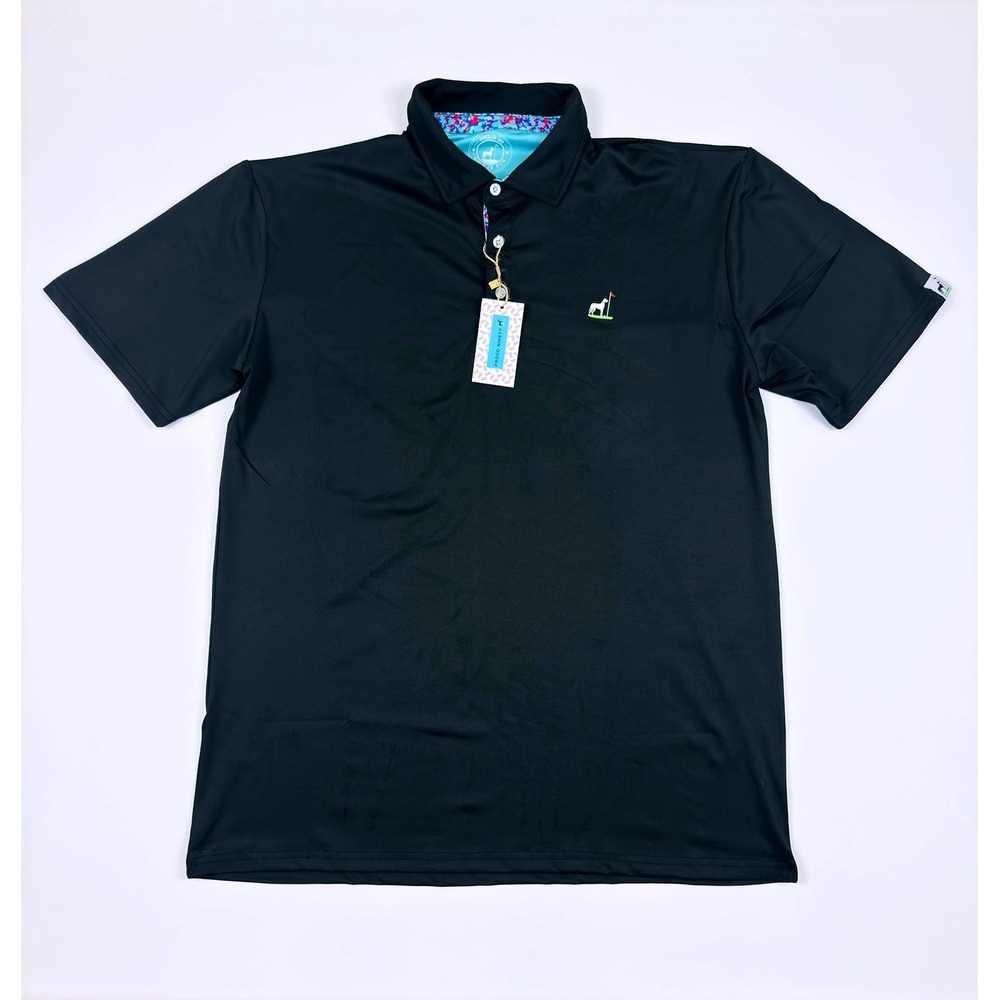 Proud Ninety Men's Blue Noise Golf Polo Shirt Black XL
